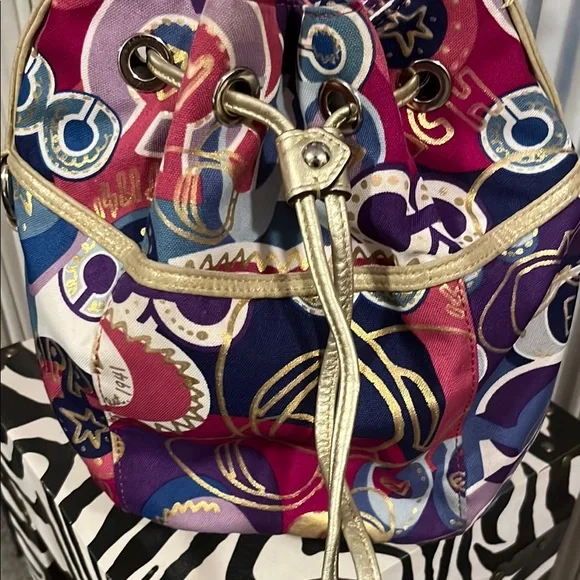 Coach Pink and Purple Shoulder Bag with Vibrant Design